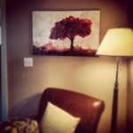 24X36" Original mixed media piece shown in Michelle's reading nook somewhere in Teneesee